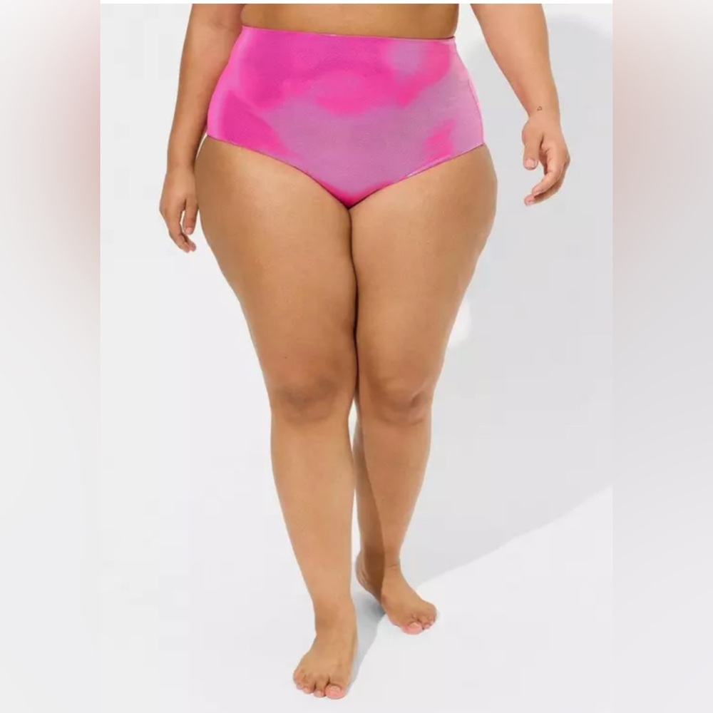 Torrid High Rise Foil Flat Front Swim Bottom